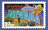 A stamp that says, 'Greetings from Nevada.'