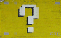 A white question mark over a yellow background.