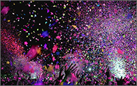 Black Sky with hands throwing colorful confetti