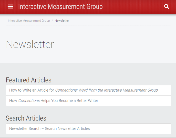 The Newsletter webpage of the Interactive Measurement Group.